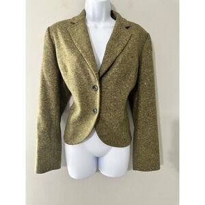 VINTAGE Bernard Zins Paris "Nina" Green Confetti Tweed Blazer Jacket Size 10